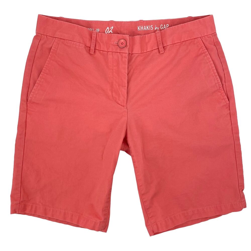 KHAKIS BY GAP Boyfriend Roll Up Chino Shorts Pink Size 2 Casual Summer Preppy